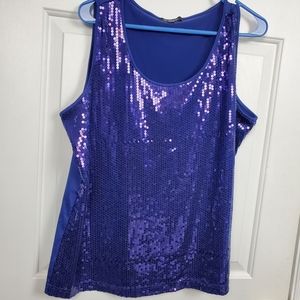 Notations Sequin Tank Blue Size 1X